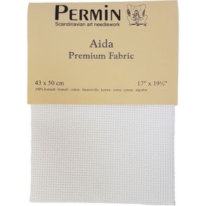 Aidastof - Storlek 43 x 50 cm, Vit, 4,4 thr/cm, 1 st