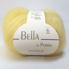 Bella Permin garn - Mohairgarn med ullgarn & polyamid - fv 883255 Pastel Gul