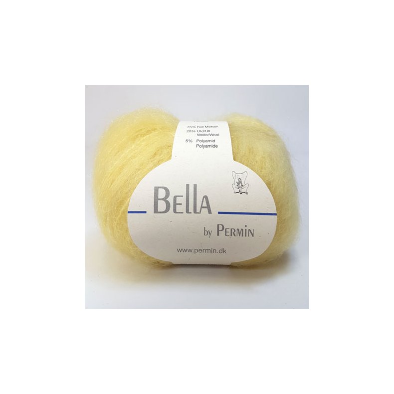 Bella Permin garn - Mohairgarn med uldgarn &amp; polyamid - fv 883255 Pastel Gul
