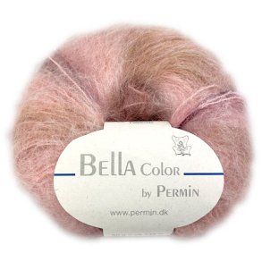 Bella Permin garn - Mohairgarn med ullgarn & polyamid - fv 883166 Rose/Oliven