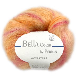 Bella Permin garn - Mohairgarn med ullgarn & polyamid - fv 883172 Orange/Rosa/Syren