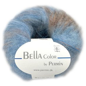 Bella Permin garn - Mohairgarn med ullgarn & polyamid - fv 883174 Bl/Beige/Brun