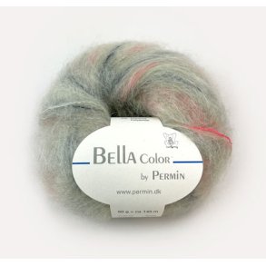 Bella Permin garn - Mohairgarn med ullgarn & polyamid - fv 883175 Salvie/Rosa/Gr