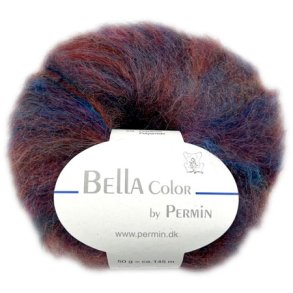 Bella Permin garn - Mohairgarn med ullgarn & polyamid - fv 883181 Bordeaux/Bl lila