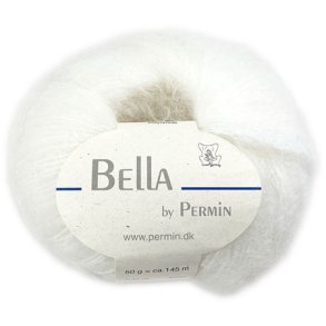 Bella Permin garn - Mohairgarn med ullgarn & polyamid - fv 883201 Vit