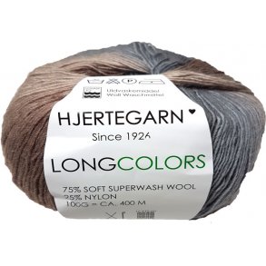 Hjertegarn Long Colors - Bldt uldgarn - Fv 605 Flerfarvet