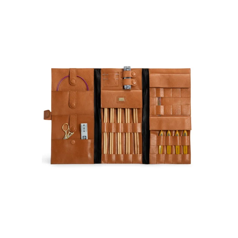 Lder Etui Til Strik &amp; Hkle Udstyr - Muud Lder Etui Fv Cognac Lucy QB-4404