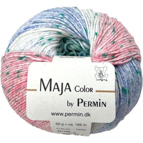 Maja Permin - Flerfrgat bomullsgarn - 881329 Grnt, bltt & rosa