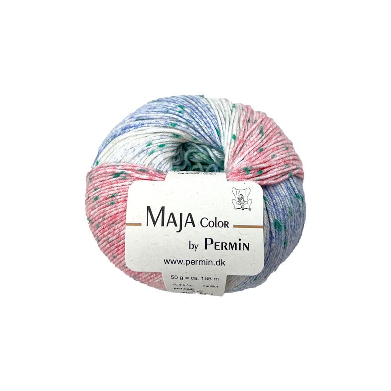 Maja Permin - Flerfrgat bomullsgarn - 881329 Grnt, bltt &amp; rosa