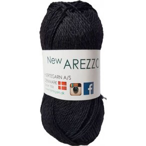New Arezzo Hjertegarn - Bambusgarn - Hrgarn - Bomuldsgarn - Fv 1990 Sort