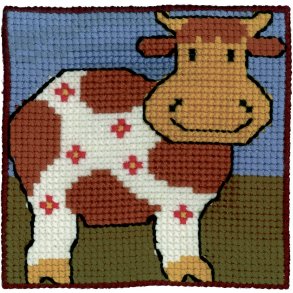 Permin Broderi - Ptegnet broderikit til brn med Glad ko - 9143