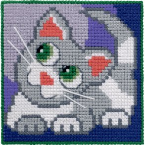 Permin Broderi - Ptegnet broderikit til brn med Kat - 9354