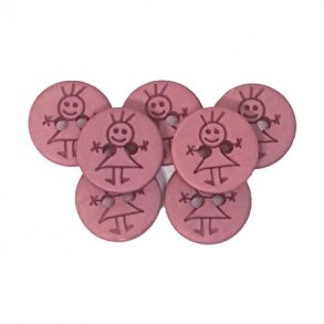 Plastknappar fr flickor - 18312-15 mm-0002- Rosa