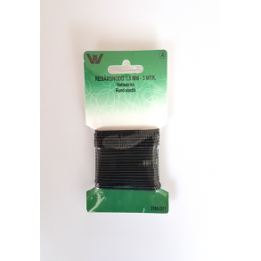 Rund Elastik - Sort - 1,5 mm x 3 m