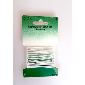 Rund Elastik - Hvid - 1 mm x 3 m