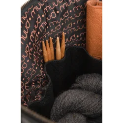 Strikketaske - Strikkeopbevaring Muud Lder Taske Fv Sort - Saturn XL QB-2530R9