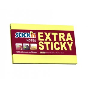 Notes StickN Extra Sticky gul - 76 x 127 mm