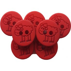 Plast knap med fr - Rd 1 stk 15 mm - 18345