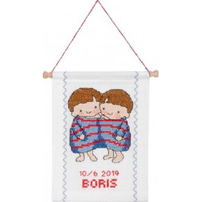 Permin Broderikit Stjernetegn Tvilling 18 x 25 cm - 13-8815