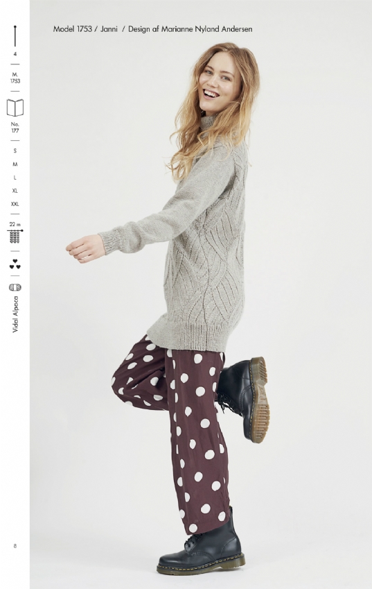 Strikkehæfte 177 Model Janni Rulle Krave sweater m/Domino mønster